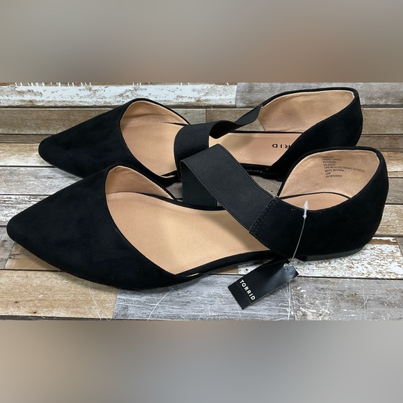 torrid Shoes - Torrid Flats Women Shoes Size 12 W Black Faux Suede Pointed Elastic Strap NWT